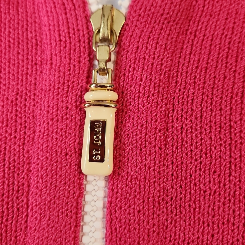 St John Pink Zip Front Cardigan Sweater - Picture 5 of 6